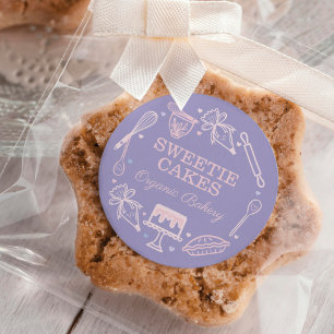 Colourful Baking & Cooking Utensil Purple & Pink Classic Round Sticker