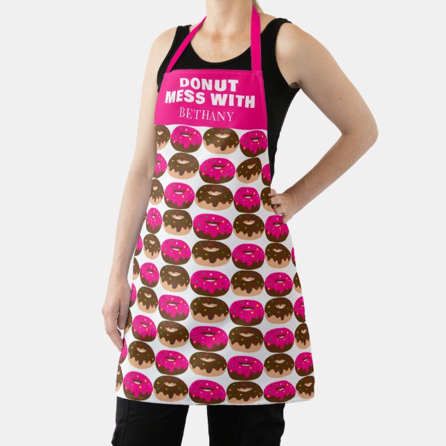 Colourful Baking Doughnut Mess With Name Apron (Insitu)
