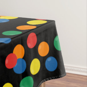 Colourful Ball Pattern Black Tablecloth