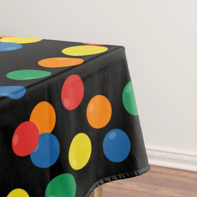 Colourful Ball Pattern Black Tablecloth (In Situ)