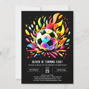 Colourful Ball Printable Soccer Birthday Invitation