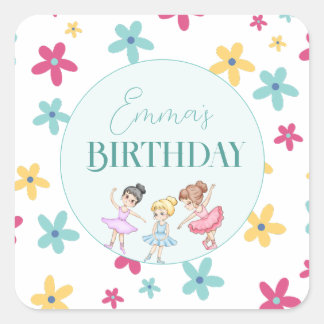 Colourful Ballerina Birthday Party Stickers