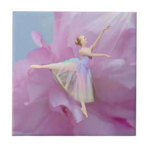 Colourful Ballerina in Arabesque Customisable Ceramic Tile