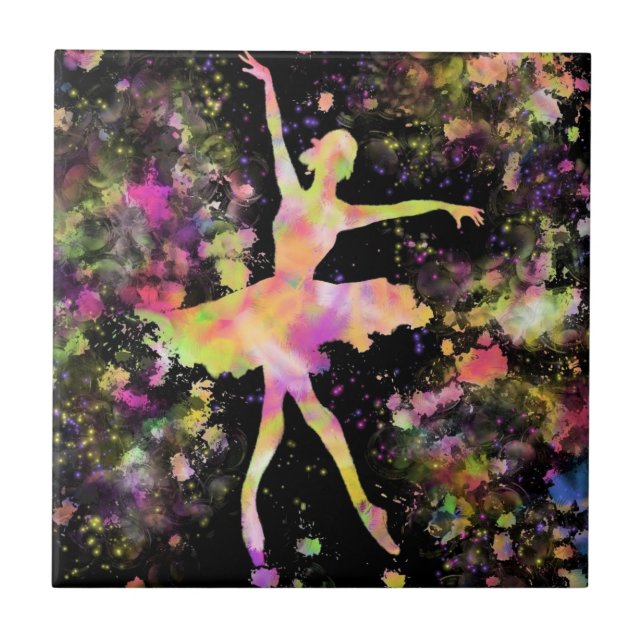 Colourful Ballerina - Watercolor Art Collection Ceramic Tile (Front)