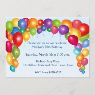 Colourful Balloon Arch Party Invitation
