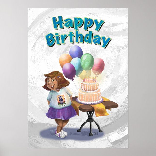 Colourful Balloon Birthday Girl Poster (Front)