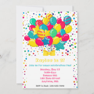 Colourful Balloon Birthday Party Invitation