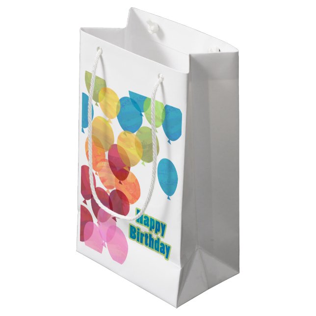 Colourful Balloon Birthday Small Gift Bag (Front Angled)