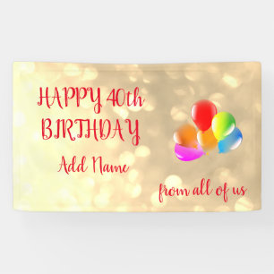 Colourful balloon design Happy 40th Birthday Banner