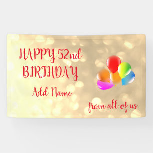 Colourful balloon design Happy 52nd Birthday Banner