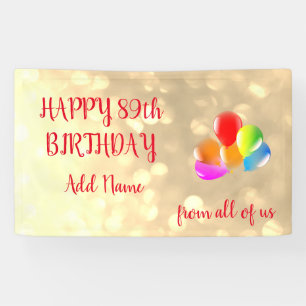 Colourful balloon design Happy 89th Birthday Banner