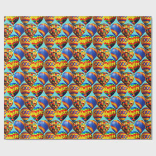 Colourful balloon festival collage wrapping paper