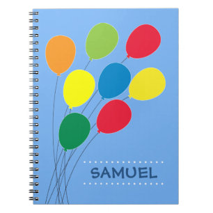 Colourful Balloon Grouping Personalised Boys Notebook