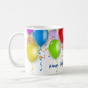 Colourful Balloon Mug - Customisable!