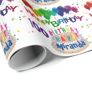 Colourful Balloons Add NAME AGE 100 Birthday Wrapping Paper