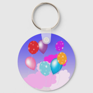 colourful balloons and clouds party accessories key ring