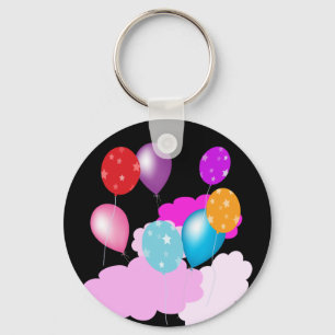 colourful balloons and clouds party accessories key ring