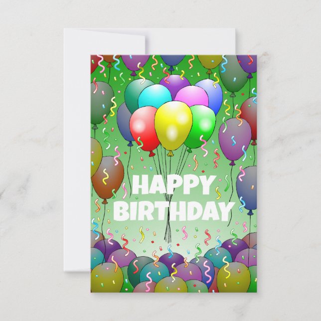 Colourful Balloons and Confetti Card (Front)