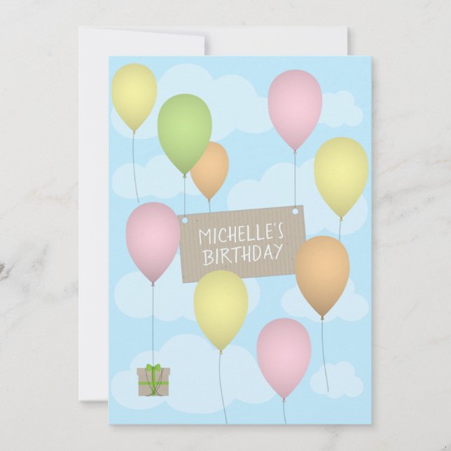 Colourful Balloons Birthday Flat Greeting Card (Front)