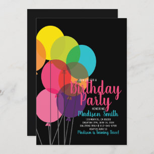 Colourful Balloons Birthday Invitation