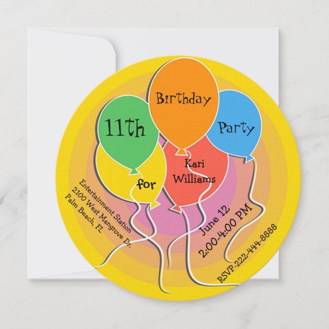 Colourful Balloons Birthday Party Invitation (Front)