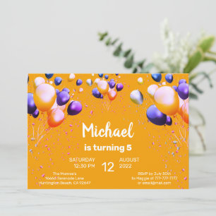 Colourful Balloons Birthday Party Invitation