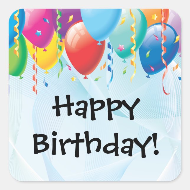 Colourful Balloons Birthday Party Sticker (Front)