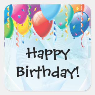 Colourful Balloons Birthday Party Sticker