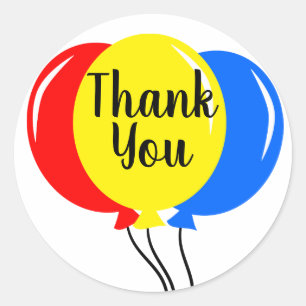 Colourful Balloons Birthday Thank You Classic Round Sticker