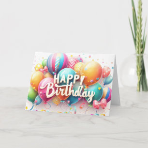 Colourful Balloons Birthday Wishing Card
