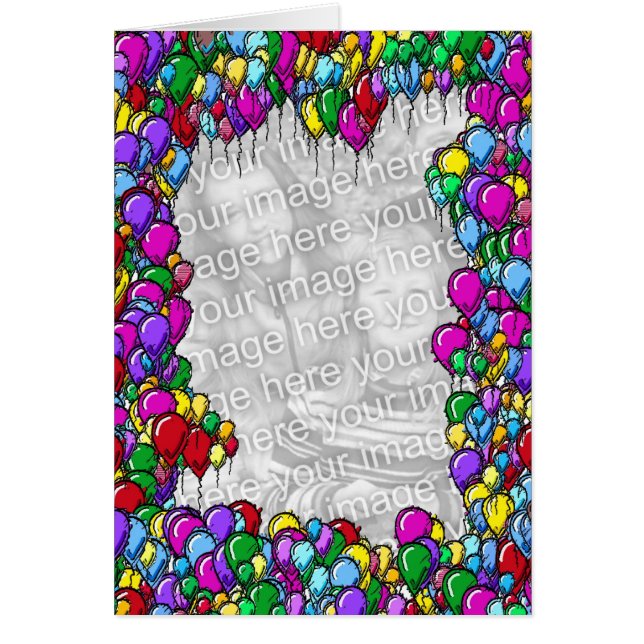 Colourful Balloons Border Design Photo Card (Front)