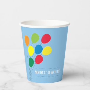 Colourful Balloons Boy's Birthday Party Paper Cups