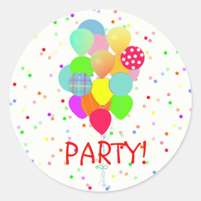 Colourful Balloons Children’s Birthday Party Classic Round Sticker (Front)