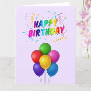 Colourful Balloons Confetti Happy Birthday Card