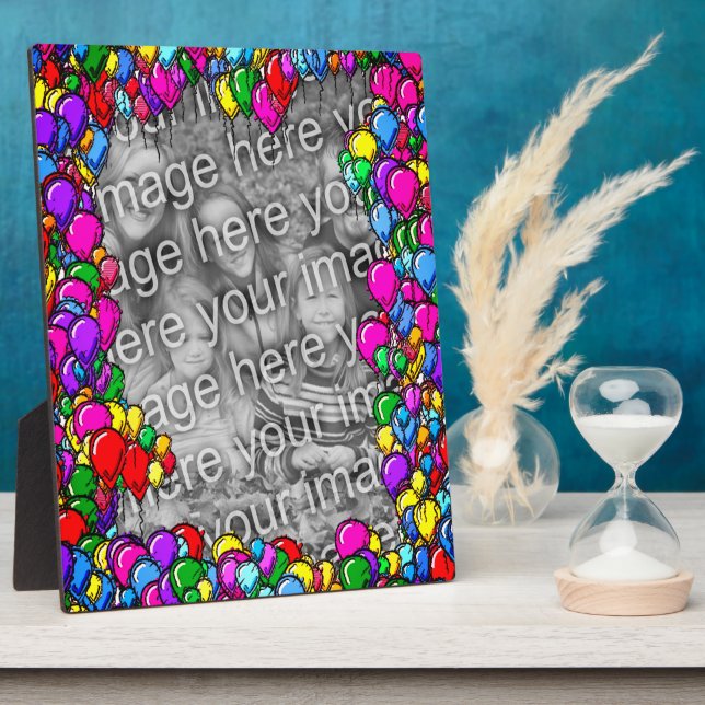 Colourful Balloons Create Your Own Photo Plaque (Side)