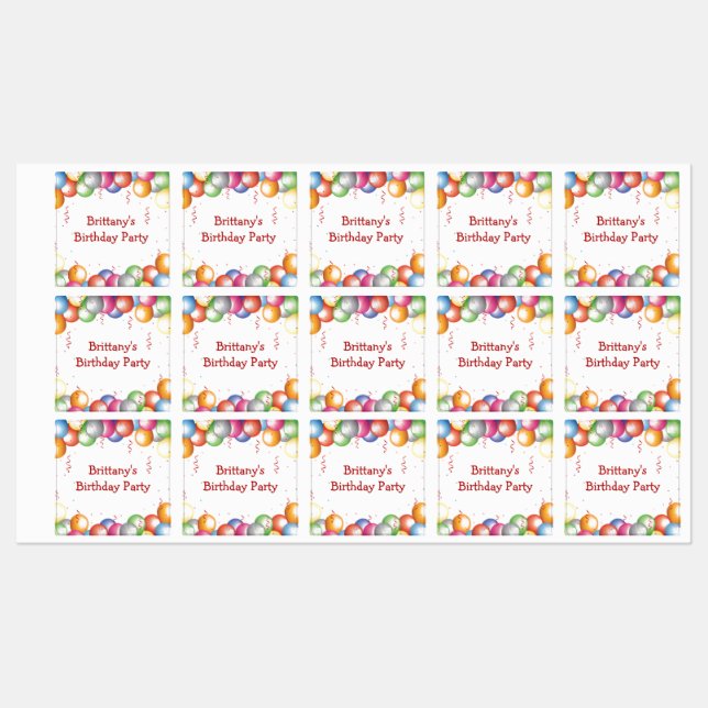 Colourful Balloons Design Labels (Sheet)