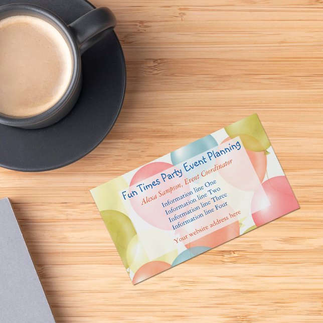 Colourful Balloons Event Planning Business Card (Creator Uploaded)