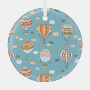 Colourful Balloons Festive Pattern Design Glass Tree Decoration