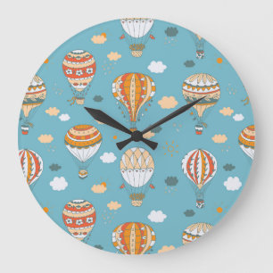 Colourful Balloons Festive Pattern Design Large Clock