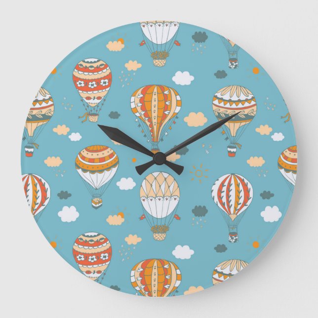 Colourful Balloons Festive Pattern Design Large Clock (Front)