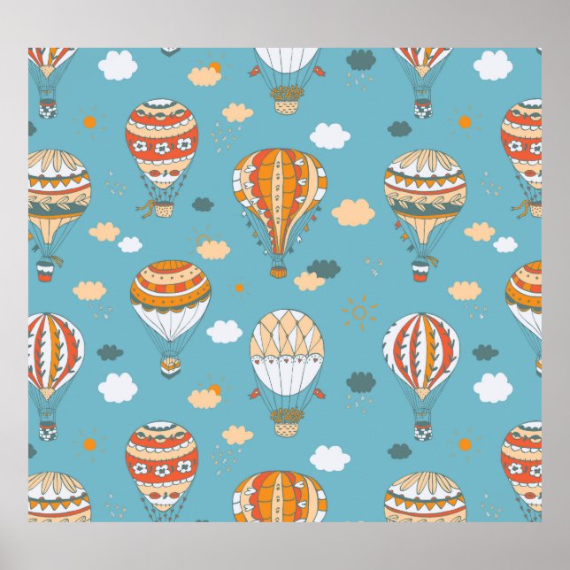 Colourful Balloons Festive Pattern Design Poster (Front)