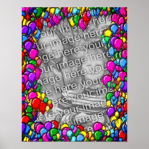 Colourful Balloons Frame Add Your Photo Poster
