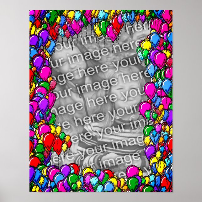 Colourful Balloons Frame Add Your Photo Poster (Front)