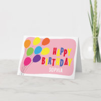 Colourful Balloons Girls Birthday Greeting