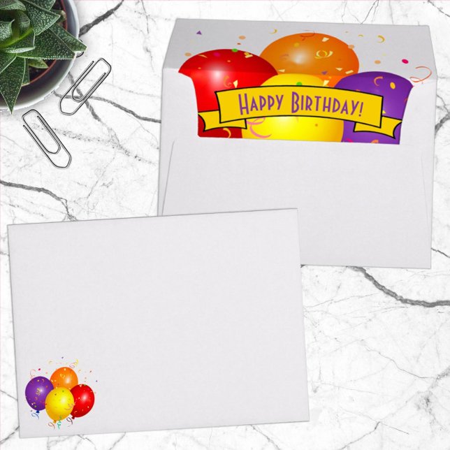 Colourful Balloons Happy Birthday Banner Custom Envelope (Creator Uploaded)