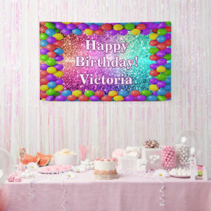 Colourful Balloons Happy Birthday custom Vinyl Banner
