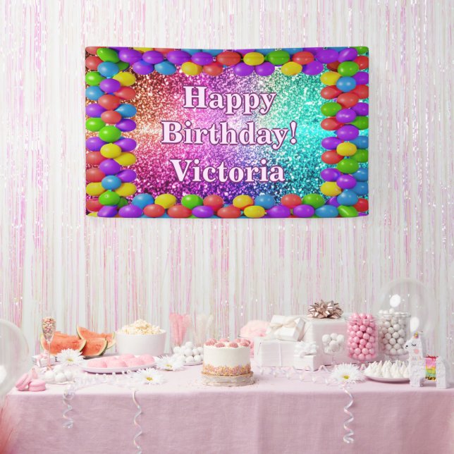 Colourful Balloons Happy Birthday custom Vinyl Banner (Party)