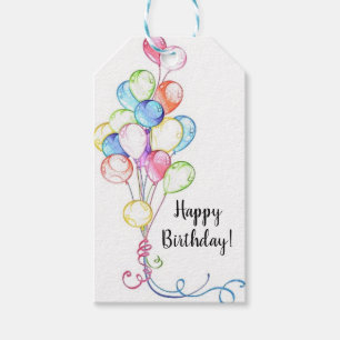 Colourful Balloons Happy Birthday Gift Tags
