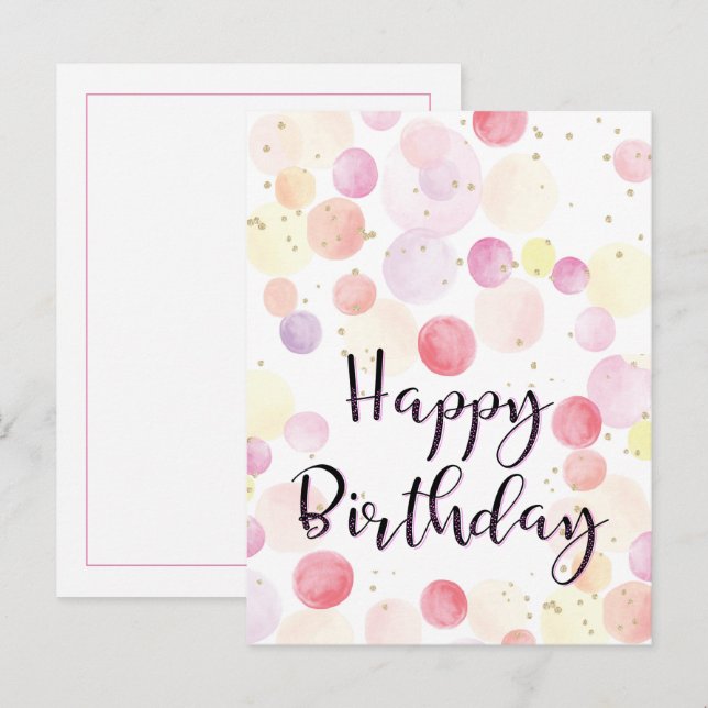 Colourful Balloons Happy Birthday Pink  Postcard (Front/Back)
