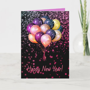 Colourful Balloons HAPPY NEW YEAR Personalised Car Card